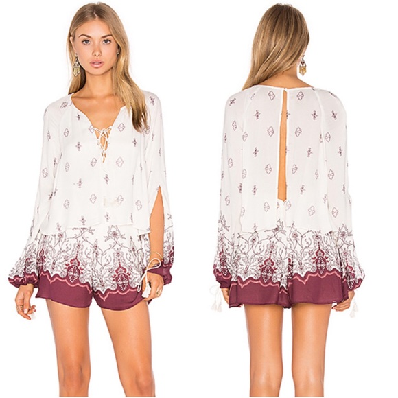 The Jetset Diaries Pants - Revolve The Jetset Diaries Bohemian Printed Long Sleeve Romper Size Small